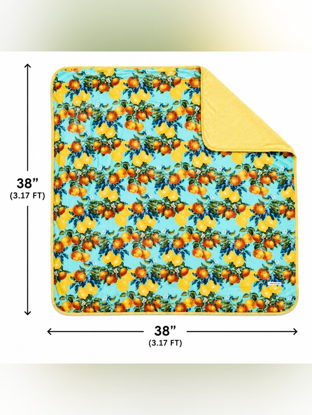 Posh Peanut Reversible Patoo Yellow Polka Dot Fabric with Aqua Trim